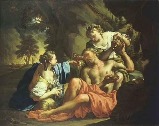 Samuel Masse Lot and his daughters. Spain oil painting art